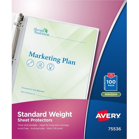 Avery Protector, Sheet, Nonstk, Semi 100PK AVE75536